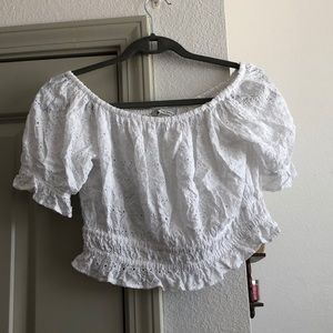 Lace off the shoulder crop top